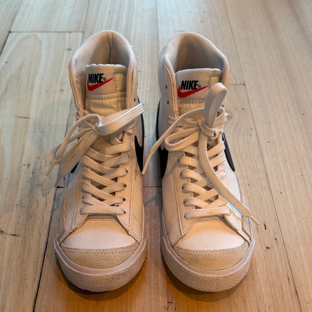 Nike Blazer 77 White and Black High-Top Sneakers - 5 boys/6.5 women’s